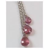 Sterling Silver Pink Bead Dangle Earrings