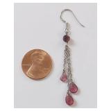 Sterling Silver Pink Bead Dangle Earrings