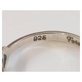 Sterling Silver Infinity Ring with Blue and White Stones