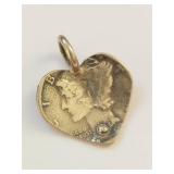 Heart-Shaped Mercury Dime Coin Pendant Charm