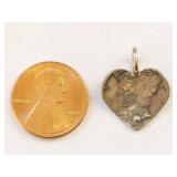 Heart-Shaped Mercury Dime Coin Pendant Charm