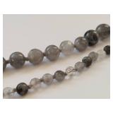 Gray Stone Beaded Necklace with Sterling Silver Clasp