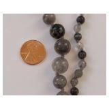 Gray Stone Beaded Necklace with Sterling Silver Clasp