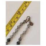 Gray Stone Beaded Necklace with Sterling Silver Clasp
