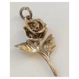 Gold-Tone Sterling Silver Rose Pendant Charm