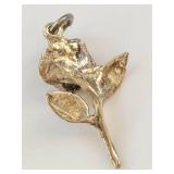Gold-Tone Sterling Silver Rose Pendant Charm
