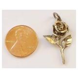 Gold-Tone Sterling Silver Rose Pendant Charm