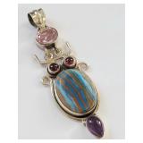 Sterling Silver Pendant with Multicolor Stones