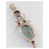 Sterling Silver Pendant with Multicolor Stones