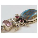 Sterling Silver Pendant with Multicolor Stones
