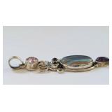Sterling Silver Pendant with Multicolor Stones