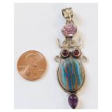 Sterling Silver Pendant with Multicolor Stones