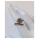 Sterling Silver Star Design Ring with Marcasite