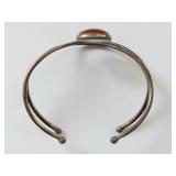 Vintage Silver Bracelet with Red Stone Centerpiece