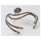 Vintage Silver Bracelet with Red Stone Centerpiece