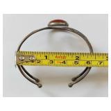 Vintage Silver Bracelet with Red Stone Centerpiece