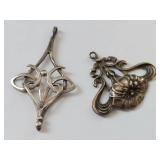 Art Nouveau / Celtic Sterling Silver Floral Pendant Set