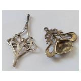 Art Nouveau / Celtic Sterling Silver Floral Pendant Set