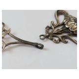 Art Nouveau / Celtic Sterling Silver Floral Pendant Set