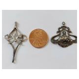 Art Nouveau / Celtic Sterling Silver Floral Pendant Set