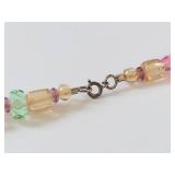 Colorful Glass Beaded Necklace with Sterling Clasp