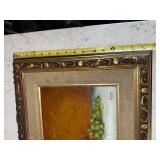 Linister 1965 Still Life Oil Painting - Pears & Grapes in Ornate Gold Frame