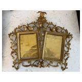 Antique Gilt Metal Rococo Double Picture Frames - Pair