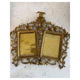 Antique Gilt Metal Rococo Double Picture Frames - Pair