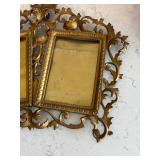 Antique Gilt Metal Rococo Double Picture Frames - Pair
