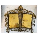 Antique Gilt Metal Rococo Double Picture Frames - Pair