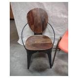 1 Orange School Style Chair 1 Wood and Metal Side chair