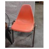 1 Orange School Style Chair 1 Wood and Metal Side chair
