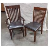 2 Non Matching Dining Chairs Wood With Upholstered Seat
