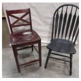 2 Dining Chairs 1 Black 1 Taller Brown Chair