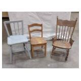 3 Vintage Childrens Chairs 1 Rocking