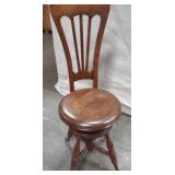 Antique Victorian-Style Adjustable Organ Stool With Back