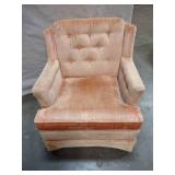 Mid-Century Velvet Tuffed Back Chair
