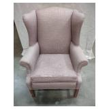Upholstered Purple Winged-Back Chair