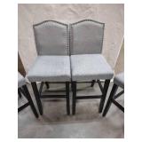 4 Upholstered Grey Counter Height Chairs