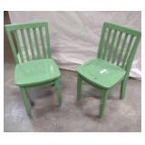 Matching Green Wooden Small Child Chairs