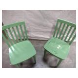 Matching Green Wooden Small Child Chairs