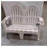 Plastic 2 Person Adirondack Outdoor Bench With Cup and Phone Holders