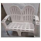 Plastic 2 Person Adirondack Outdoor Bench With Cup and Phone Holders