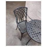Black Metal Patio Table and 2 Metal Chairs