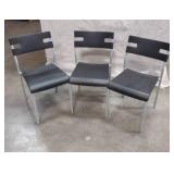 3 Ikea Lavar Black Placstic and Metal Dining Chairs