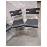 3 Ikea Lavar Black Placstic and Metal Dining Chairs