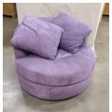 Purple Oversized Swivel Barrel Accent Chair 4' Circle