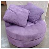 Purple Oversized Swivel Barrel Accent Chair 4