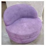 Purple Oversized Swivel Barrel Accent Chair 4