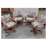 4 Rolling Game Table Chairs Poker Themed